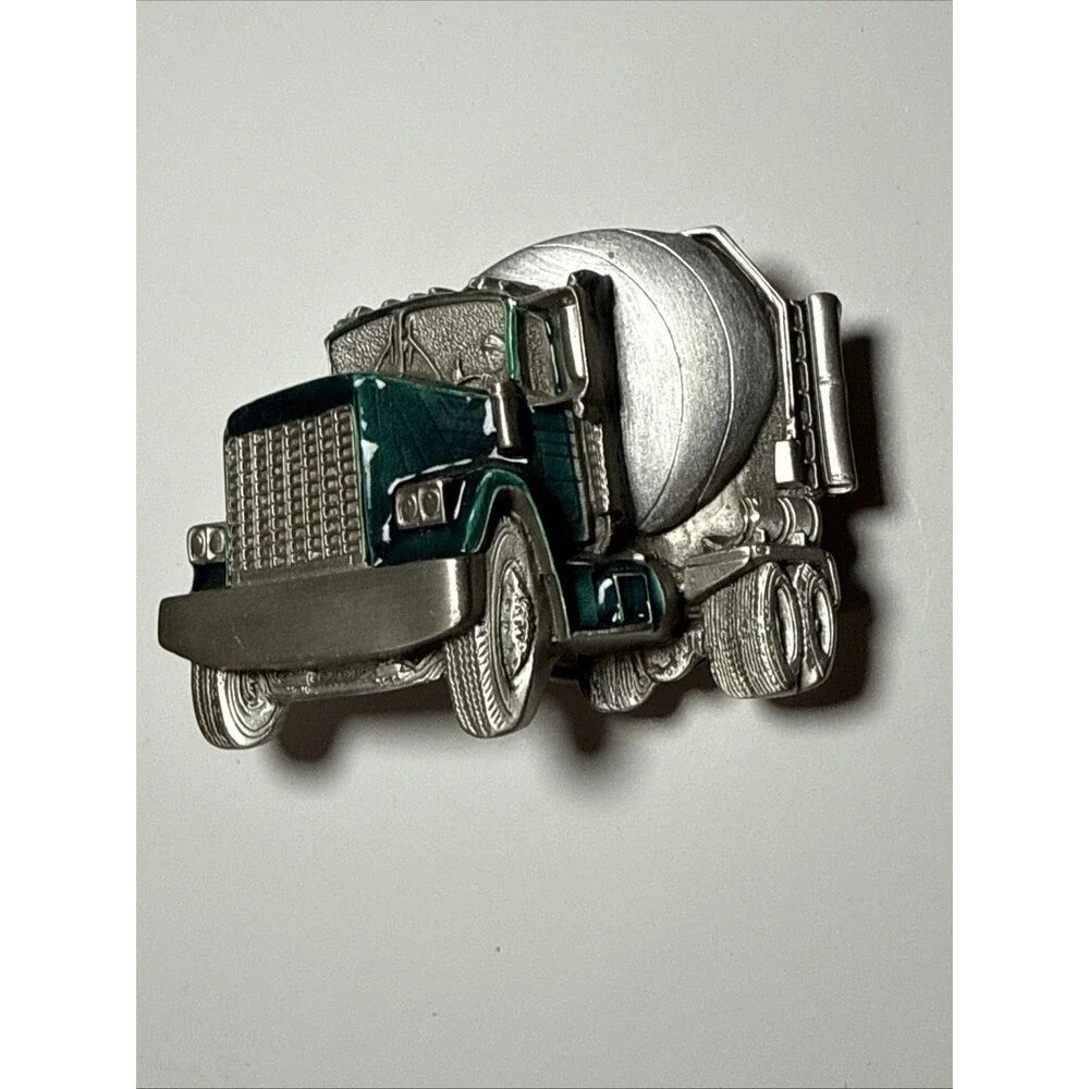 The Great American Belt Buckle Co. Cement Mixer Vintage Enamel Belt Buckle